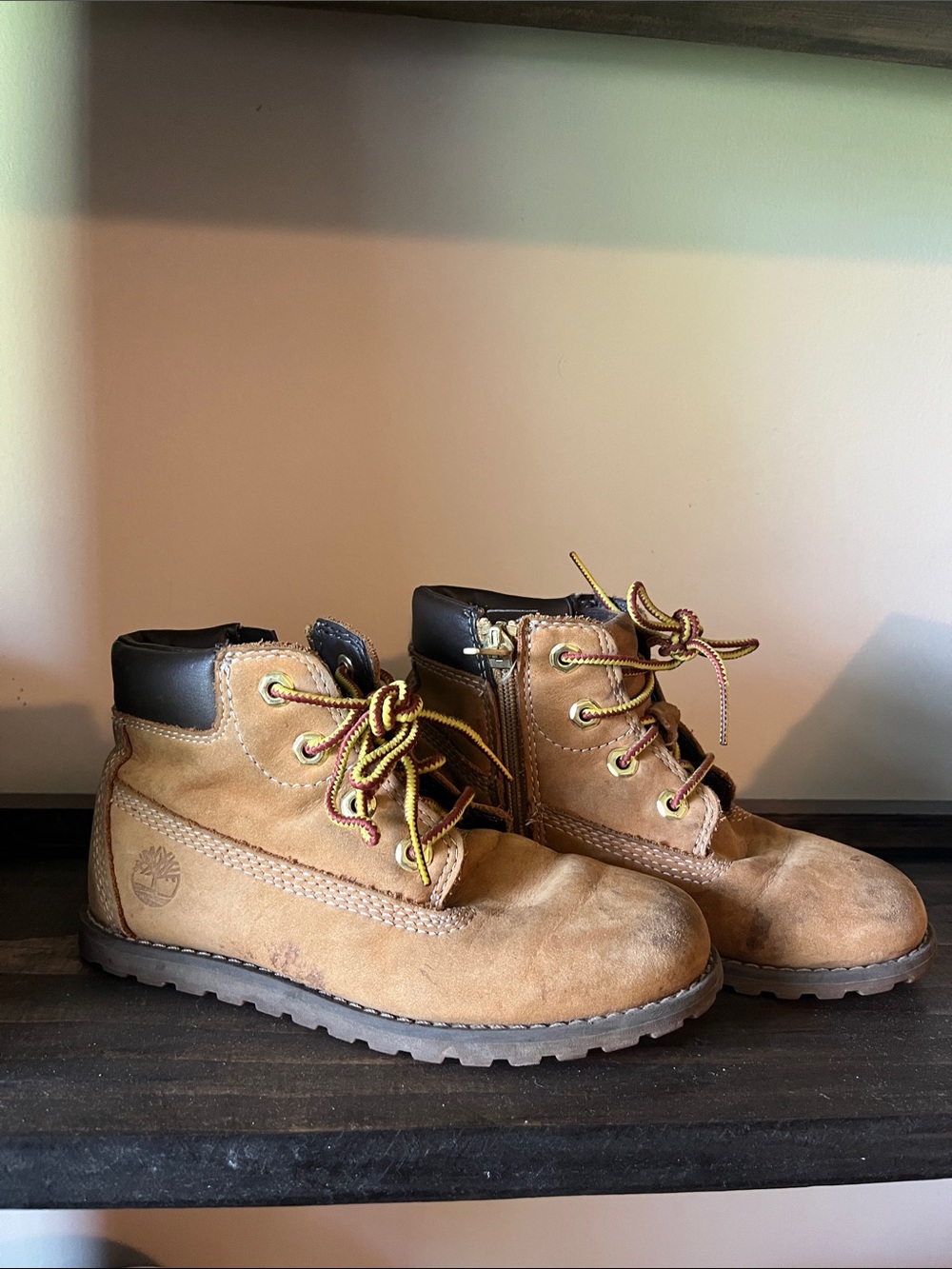 Timberland Kids Brown Suede Hiking Boots with Black Collar